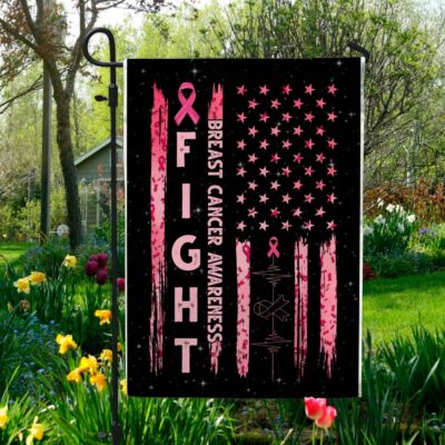 Fight Breast Cancer Awareness Outdoor Garden Flag - House Flag - Wall Flag - Breast Cancer Awareness Flag
