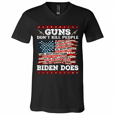 Guns Don't Kill Tshirt, Black, V-Neck T-Shirt