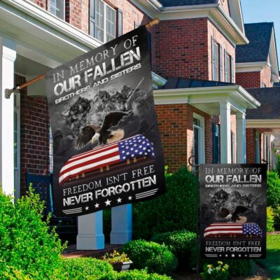 Alternative view of In Memory Of Fallen Soldiers Never Forgotten Freedom Isn't Free Garden Flag - Patriotism Flag