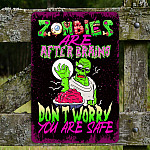 5TM. Zombie After Brains-Metal Metal Sign Mockup 4