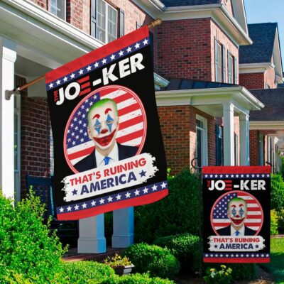 Alternative view of The Joe-ker That's Ruining America Garden Flag - Funny Biden Clown House Flag - Anti Joe Biden Flag