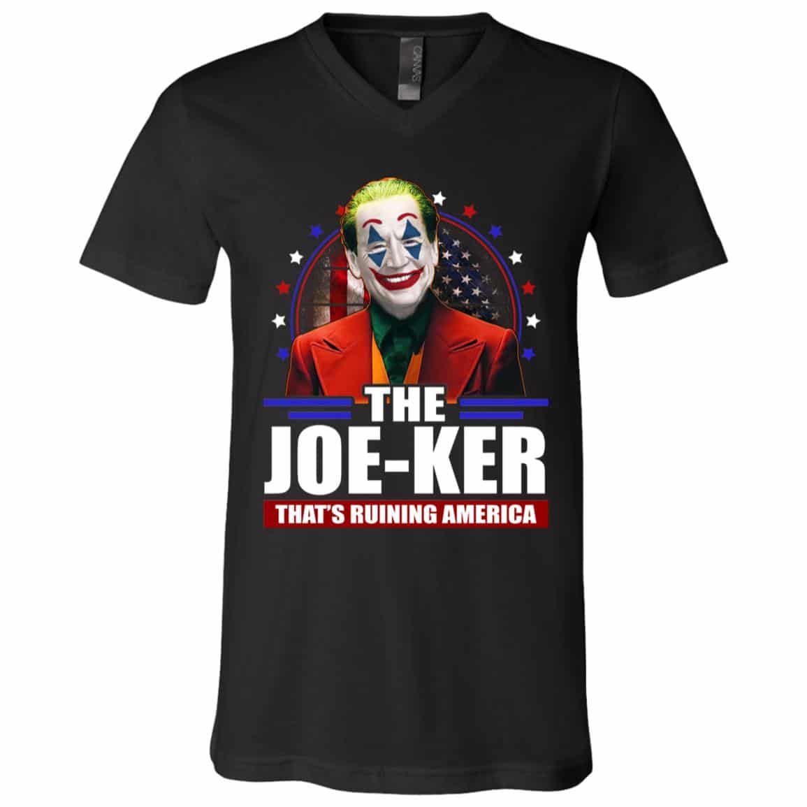4TM uu tien. Biden The Joeker Tee, Black, V-Neck T-Shirt