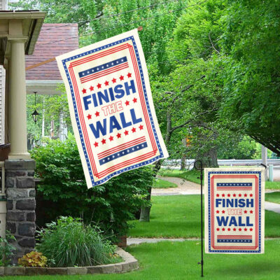 Alternative view of Finish The Wall Anti Biden Trump Supporters Outdoor Indoor Decorative Garden Flag - House Flag - Wall Flag