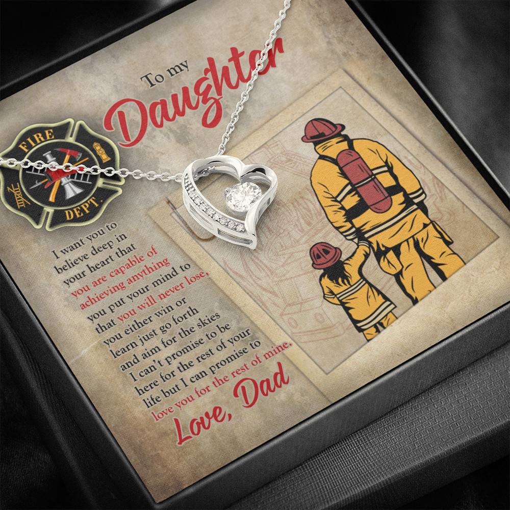 Firefighter To My Daughter I Want You To Believe Deep In Your Heart Forever Love Heart Pendant Necklace
