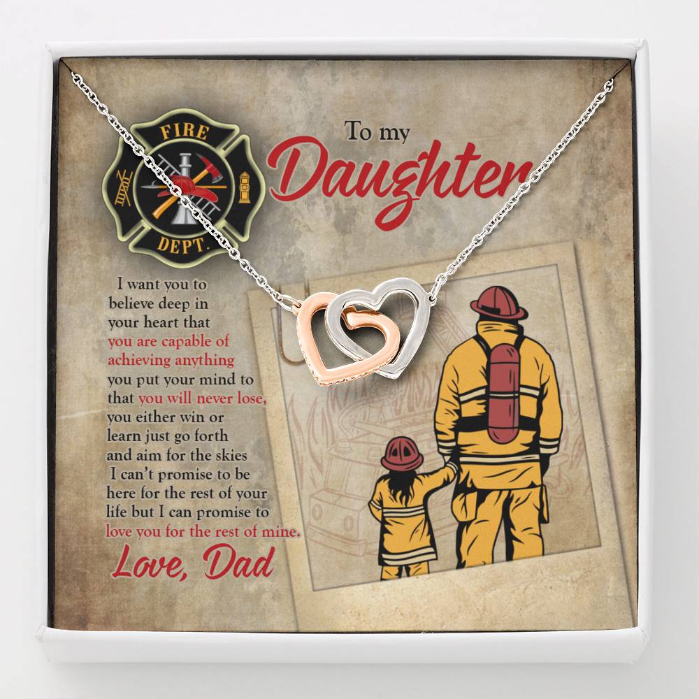 Firefighter To My Daughter I Want You To Believe Deep In Your Heart Interlocking Hearts Pendant Necklace - Interlocking Hearts Necklace