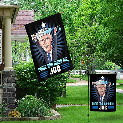 Alternative view of Come And Make Me Joe Decorative Garden Flag - Medical Freedom Indoor Outdoor Flag - House Flag