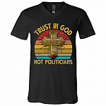Trust In God Tshirt, Black, V-Neck T-Shirt