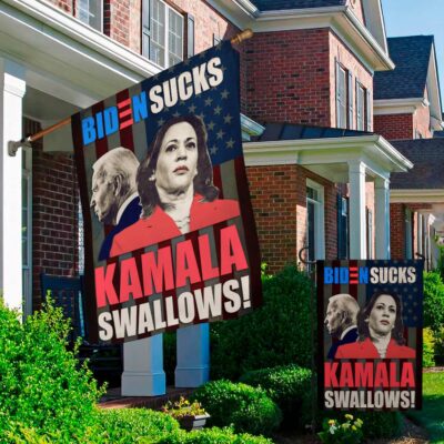 Alternative view of Biden Sucks Kamala Swallows Garden Flag - Impeach Biden Kamala Harris House Flag - Wall Flag