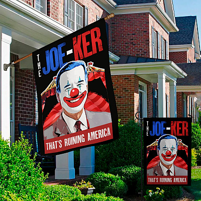 Alternative view of The Joe-Ker That's Ruining  America Decorative Garden Flag - Indoor Outdoor Flag - House Flag - Biden Clown Flag