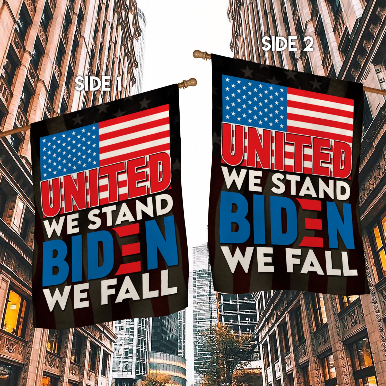8LV. Biden We Fall (flag) 30x40r House Flag Mockup 2 Side-1