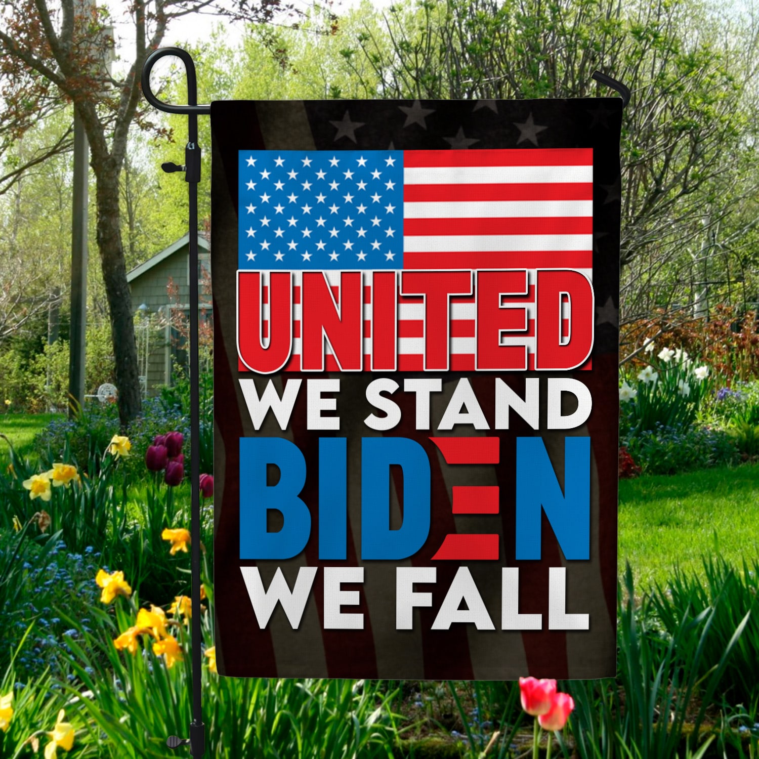 8LV. Biden We Fall (flag) 30x40r Garden Flag Mockup 5