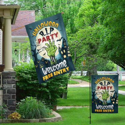 Alternative view of Halloween Rip Party Garden Flag - House Flag - Wall Flag- Happy Halloween Flag
