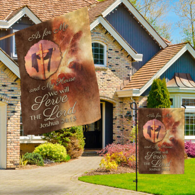 Alternative view of As for Me and My House We Will Serve the Lord Joshua 24 15 Bible Flag Outdoor Decorative Garden Flag - House Flag - Wall Flag
