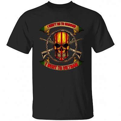 1VT. Didn't Go To Harvard Vietnam, Black, Unisex T-Shirt