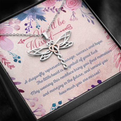 You'll Be Missed A Dragonfly Represents Courage Success And Hope Dragonfly Necklace - Gift for Coworker Leaving for New Job
