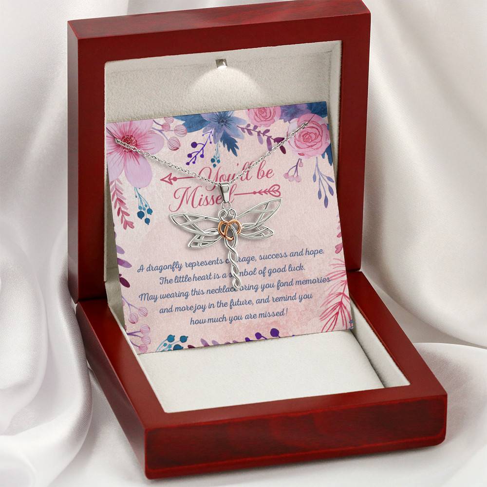 You'll Be Missed A Dragonfly Represents Courage Success And Hope Dragonfly Necklace - Gift for Coworker Leaving for New Job