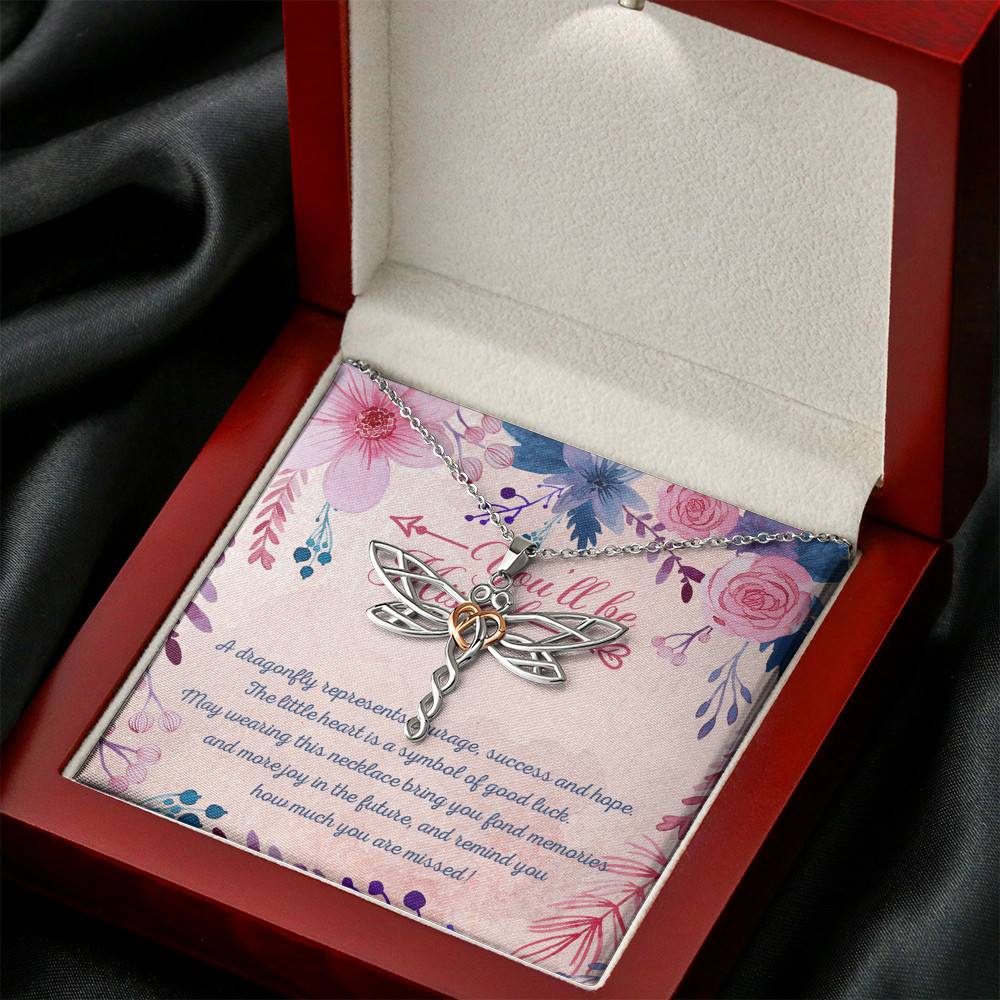 You'll Be Missed A Dragonfly Represents Courage Success And Hope Dragonfly Necklace - Gift for Coworker Leaving for New Job