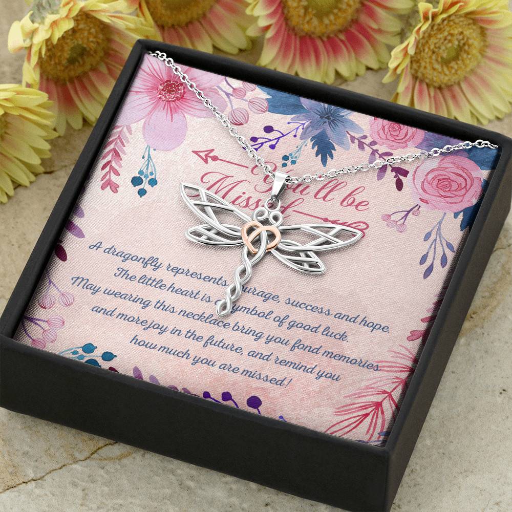 You'll Be Missed A Dragonfly Represents Courage Success And Hope Dragonfly Necklace - Gift for Coworker Leaving for New Job