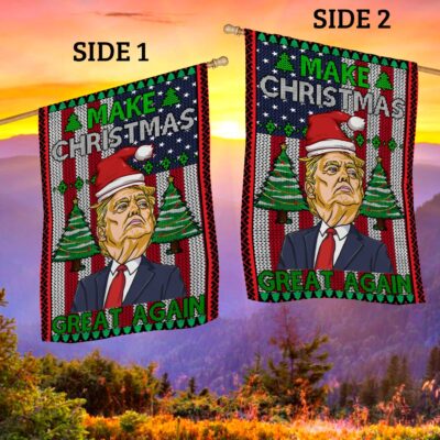 Alternative view of Trump Make Christmas Great Again Outdoor Indoor Garden Flag - House Flag - Wall Flag - Trump Christmas Flag
