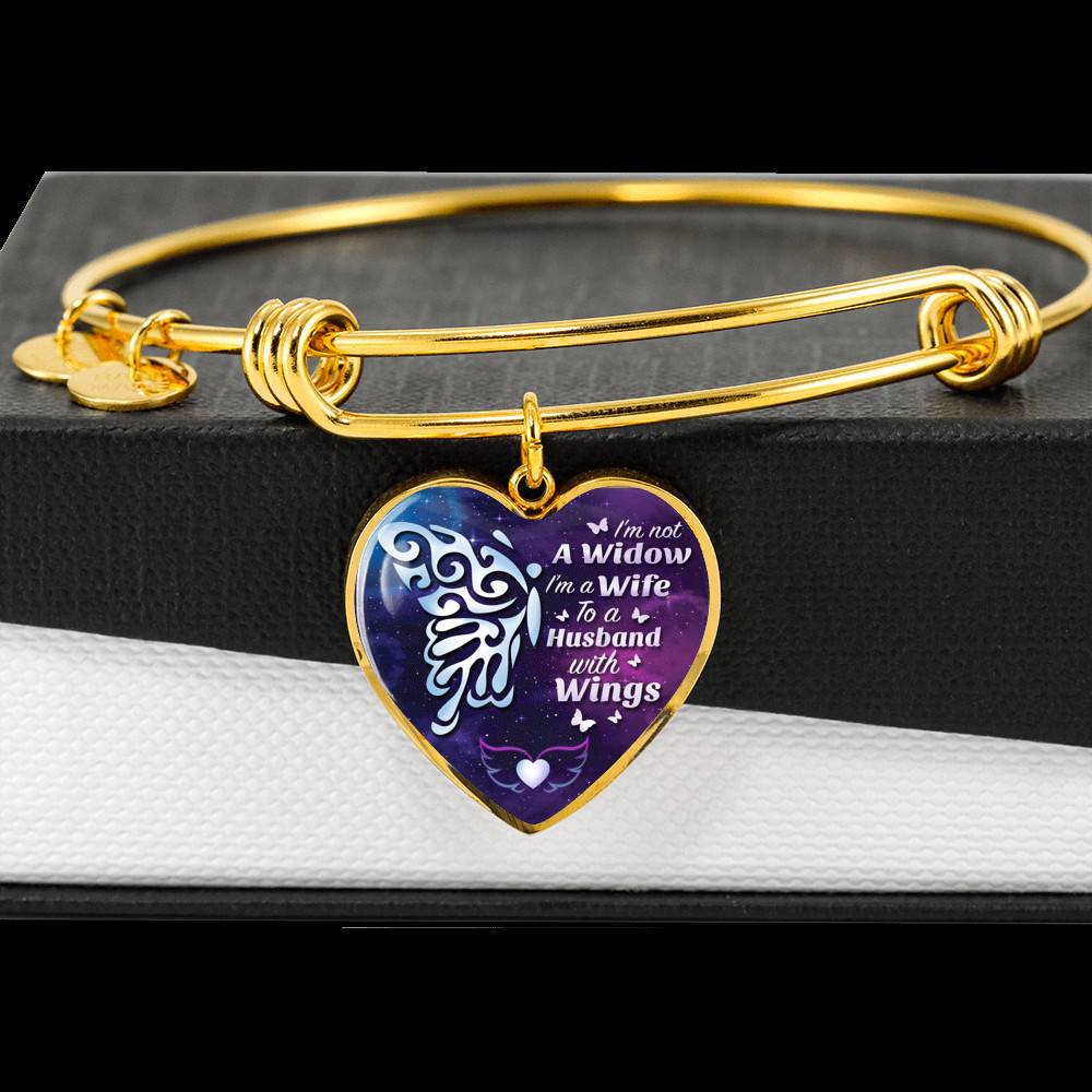 I'm Not A Widow I'm A Wife To A Husband With Butterfly Wings Heart Pendant Necklace - In Memory Of Husband Remembrance Necklace