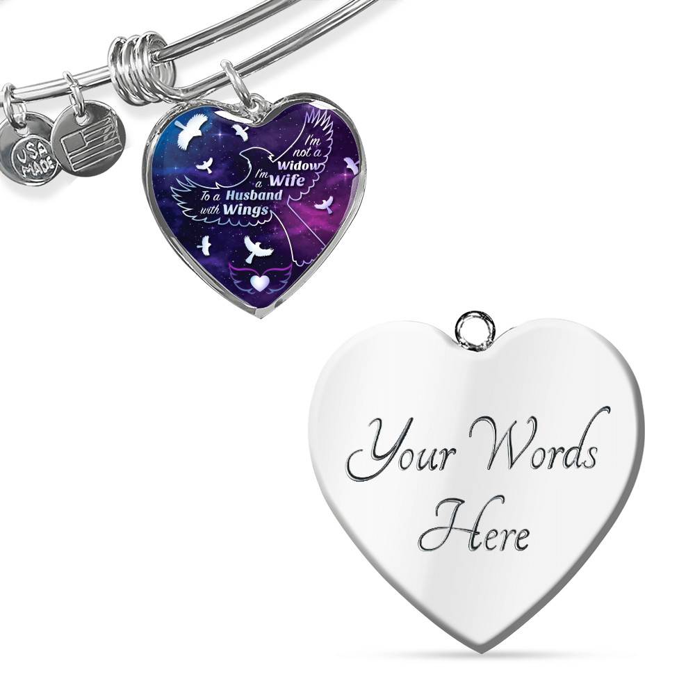 I'm Not A Widow I'm A Wife To A Husband With Cardinal Wings Heart Pendant Necklace - In Memory Of Husband Remembrance Necklace