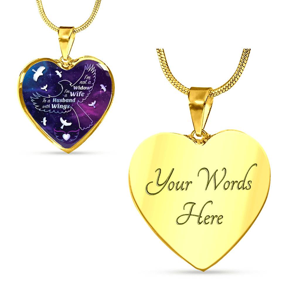 I'm Not A Widow I'm A Wife To A Husband With Cardinal Wings Heart Pendant Necklace - In Memory Of Husband Remembrance Necklace