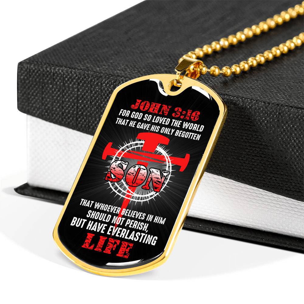 For God So Loved The World That He Gave His Only Begotten Son Dog Tag Pendant Necklace For God So Loved The World That He Gave His Only Begotten Son Dog Tag Pendant Necklace