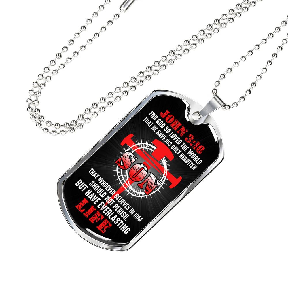 For God So Loved The World That He Gave His Only Begotten Son Dog Tag Pendant Necklace For God So Loved The World That He Gave His Only Begotten Son Dog Tag Pendant Necklace