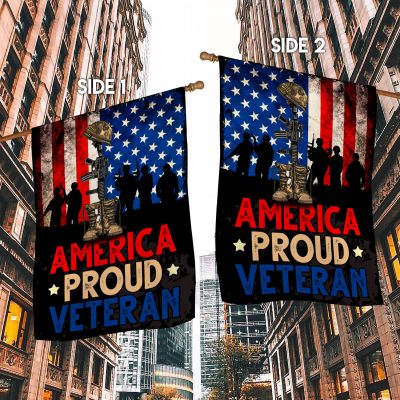 Alternative view of America Proud Veteran American Flag Garden Flag - Veterans Day House Flag