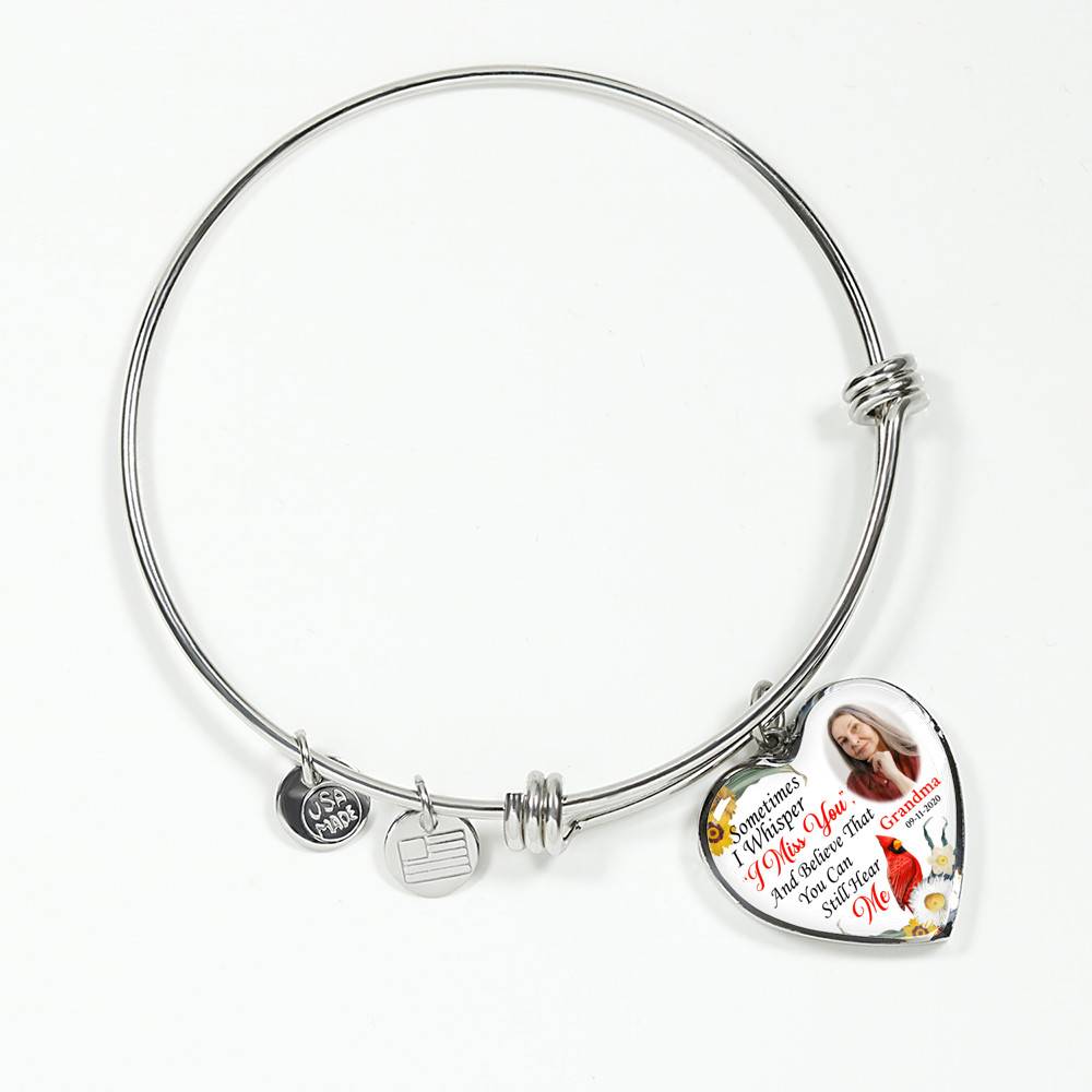 Sometimes I Whisper I Miss You And Believe That You Can Still Hear Me Custom Photo Heart Pendant Necklace