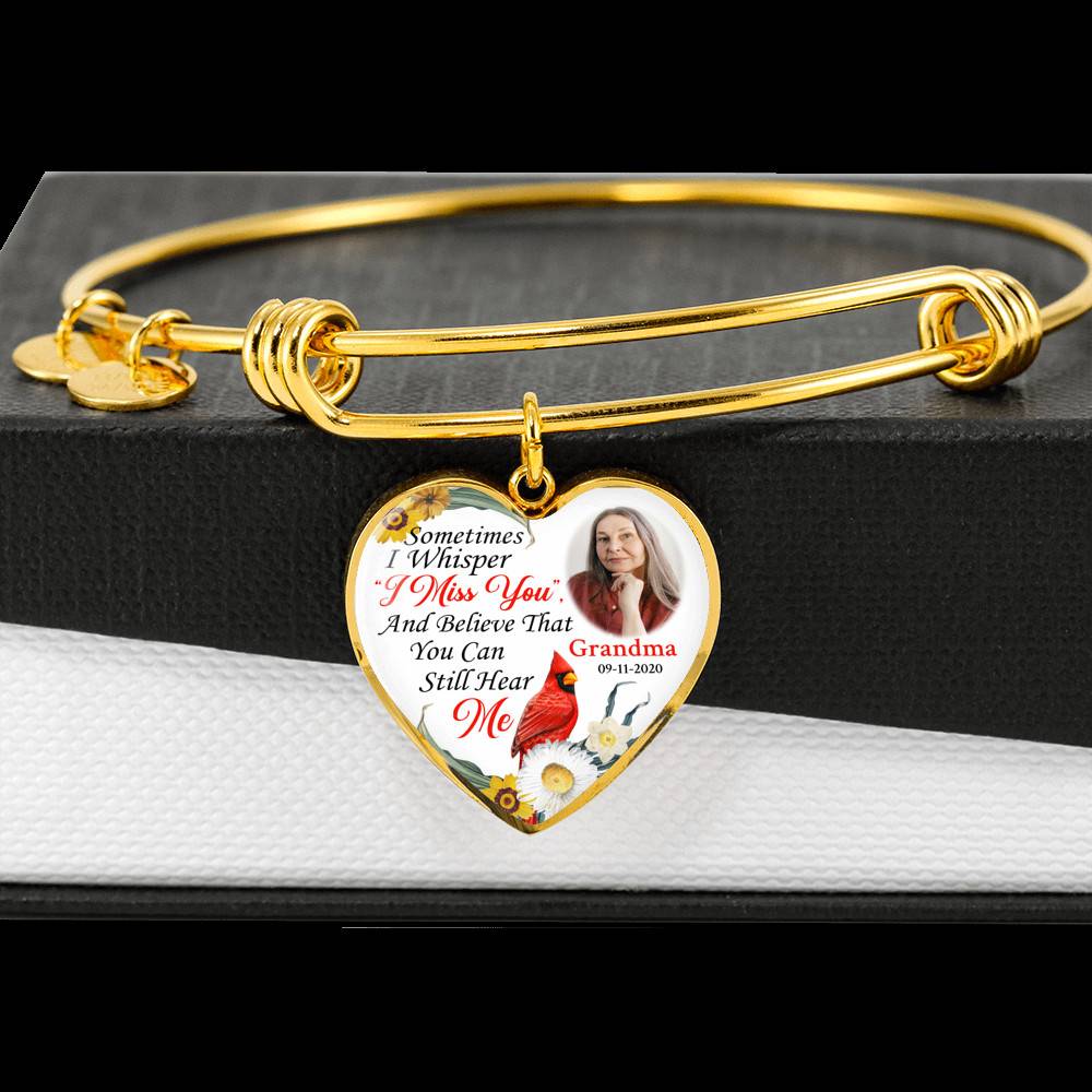 Sometimes I Whisper I Miss You And Believe That You Can Still Hear Me Custom Photo Heart Pendant Necklace