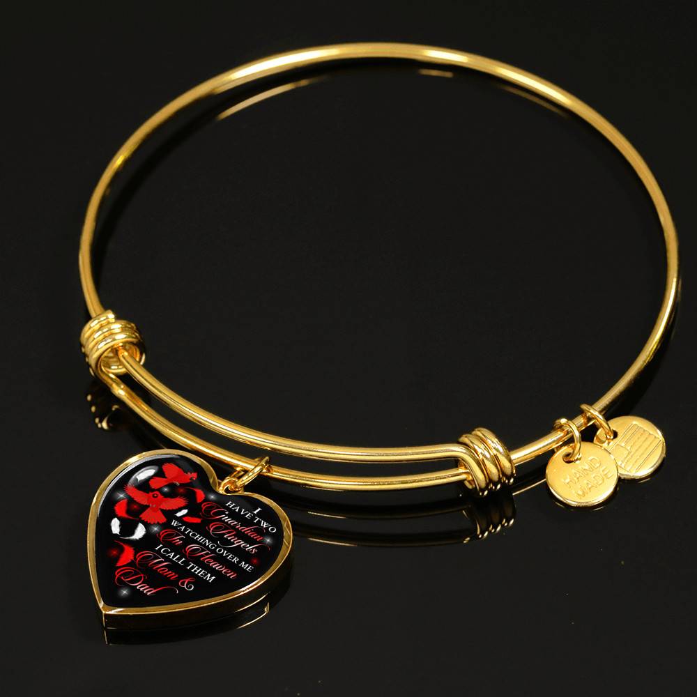 I Have Two Guardian Angels Watching Over Me In Heaven I Call Them Mom And Dad Cardinal Memorial Heart Pendant Necklace