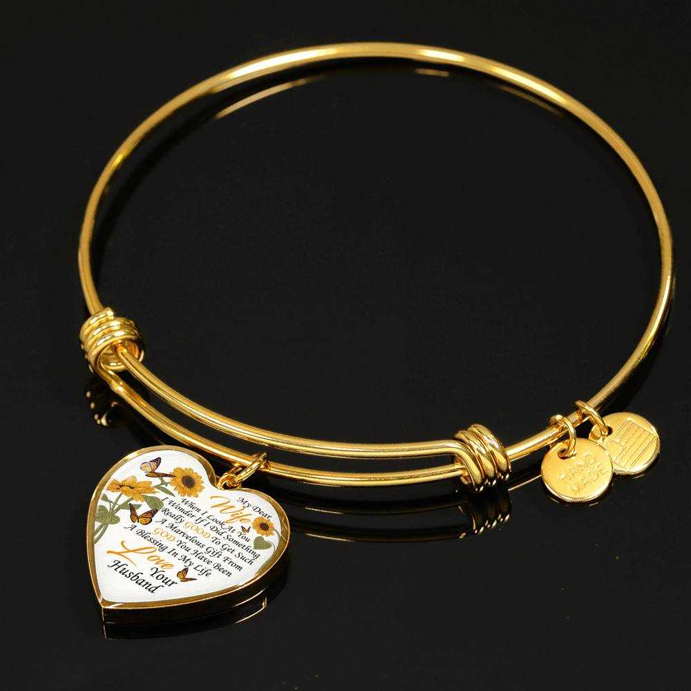 My Dear Wife When I Look at You in Wonder If I Did Something Really Good From Husband Heart Pendant Necklace