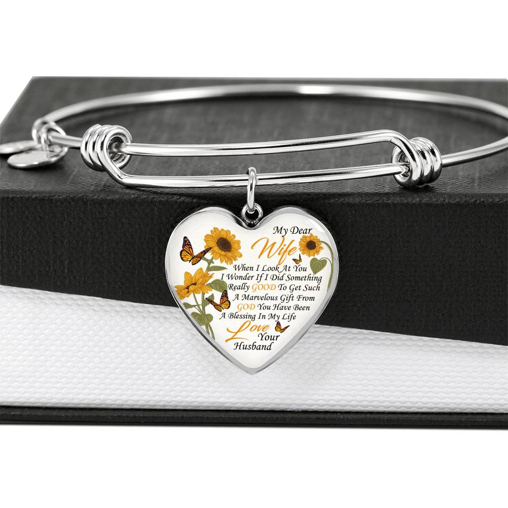 My Dear Wife When I Look at You in Wonder If I Did Something Really Good From Husband Heart Pendant Necklace
