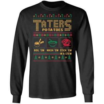 Taters Po-ta-toes, Black, Long Sleeve