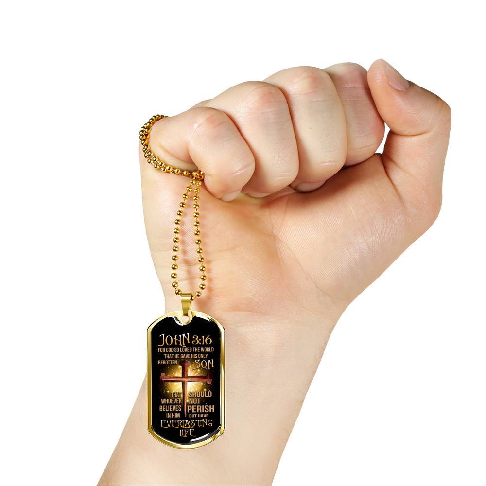 John 3:16 Bible Verse Scripture Christian Dog Tag Pendant Necklace