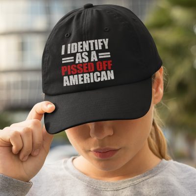 Alternative view of Anti Biden I Identify as a Pissed Off American Funny Political Twill Cap - High-Profile Snapback Hat
