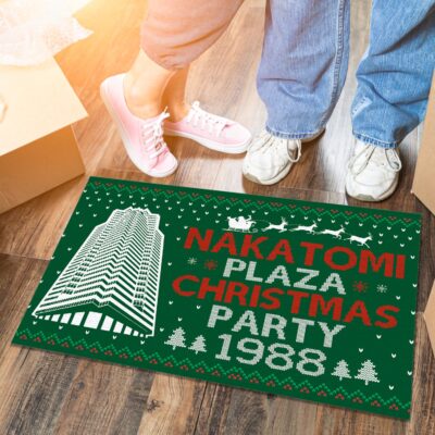 Alternative view of Funny Die Too Hard Welcome To Nakatomi Plaza Christmas Party 1988 Vintage Entrance House Doormat - Xmas Decorations Door Mat