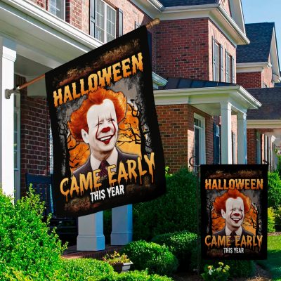 Alternative view of Biden Halloween Came Early This Year Funny Decorative Garden Flag - Halloween Biden Clown House Flag