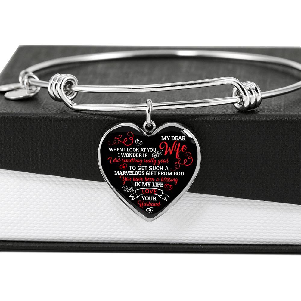 My Dear Wife When I Look At You Heart Pendant Necklace - Wife Necklace From Husband - Wife Jewelry Gifts