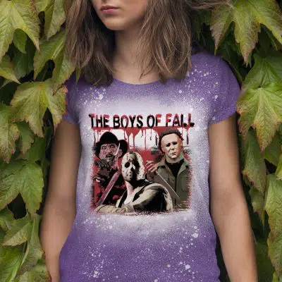 The Boys Of Fall Michael Krueger Voorhees Bleached T-Shirt - Funny Horror Movie Characters Shirt