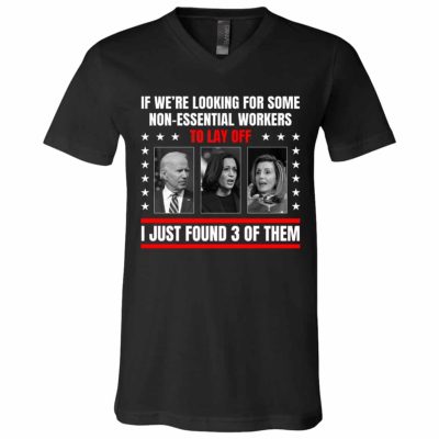3TM. Non Essential Workers 1, Black, V-Neck T-Shirt