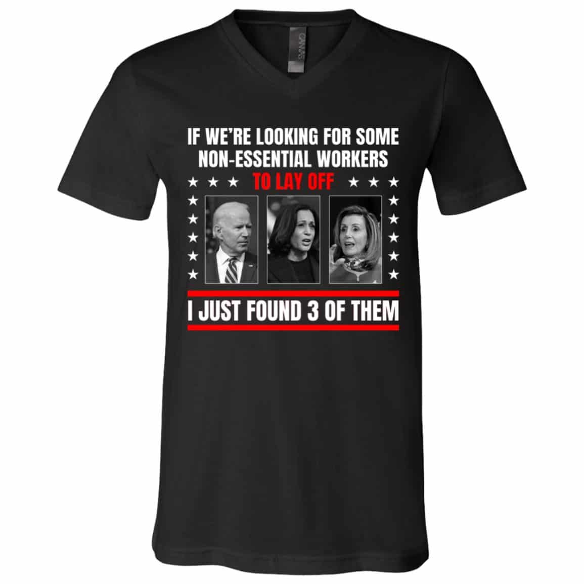 3TM. Non Essential Workers 1, Black, V-Neck T-Shirt
