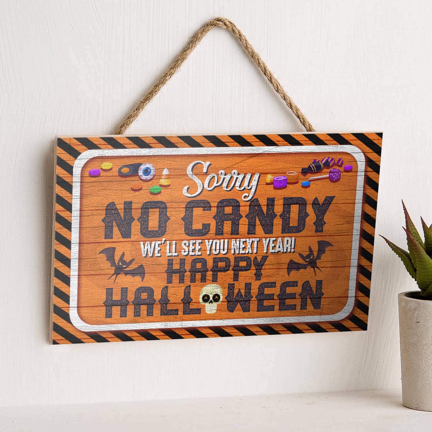 3TM. Sorry No Candy Halloween (doorsign) Mockup 6