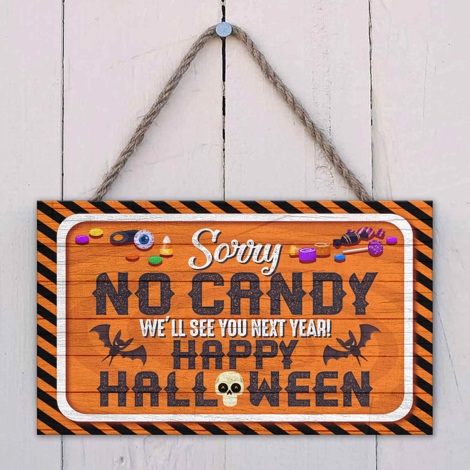 3TM. Sorry No Candy Halloween (doorsign) Mockup 2