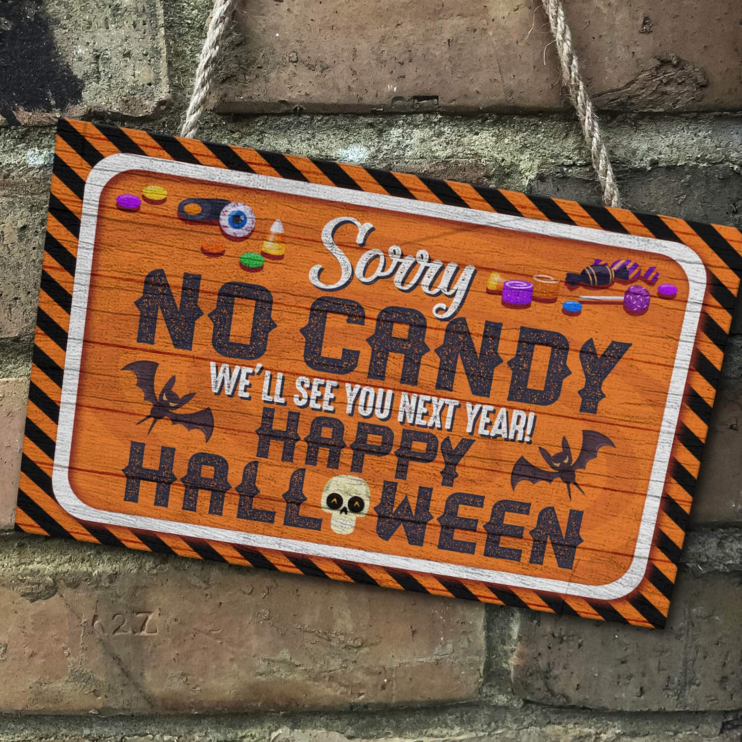3TM. Sorry No Candy Halloween (doorsign) Mockup 5