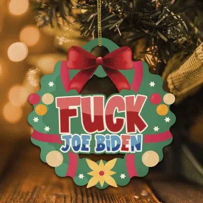 Alternative view of Fuck Joe Biden Anti Biden Ornament Decorative Custom Shaped Wooden Christmas Ornament Keepsake