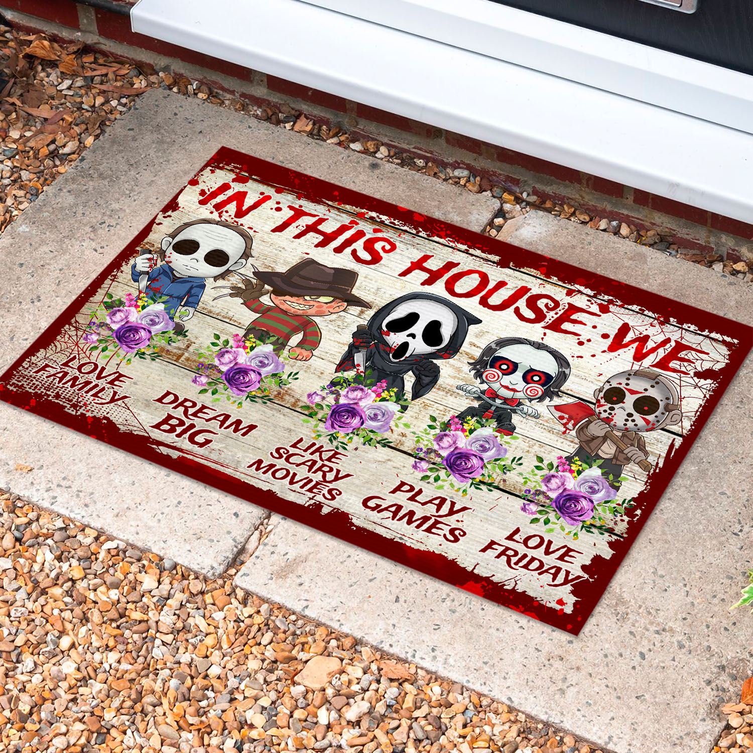 6VT. In This House Horror Doormat (2) Doormat Mockup 10