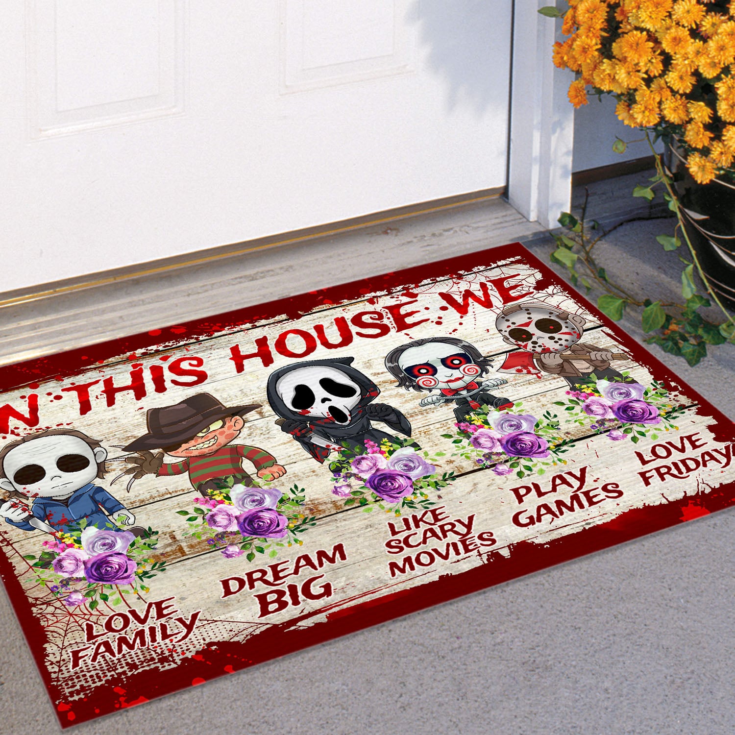 6VT. In This House Horror Doormat (2) Doormat Mockup 11
