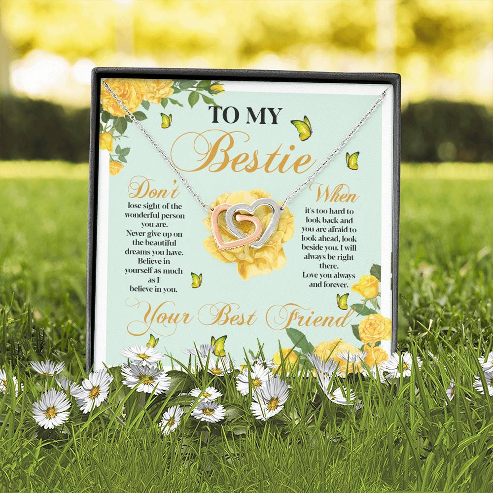 To My Bestie Don't Lose Sight Of The Wonderful Person You Are Interlocking Hearts Pendant Necklace